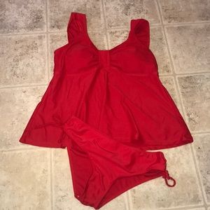 BRIGHT red tankini set